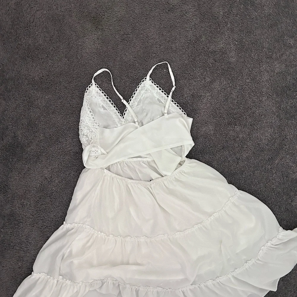 Chic White Lace Tiered Dress - Picture 2 of 2